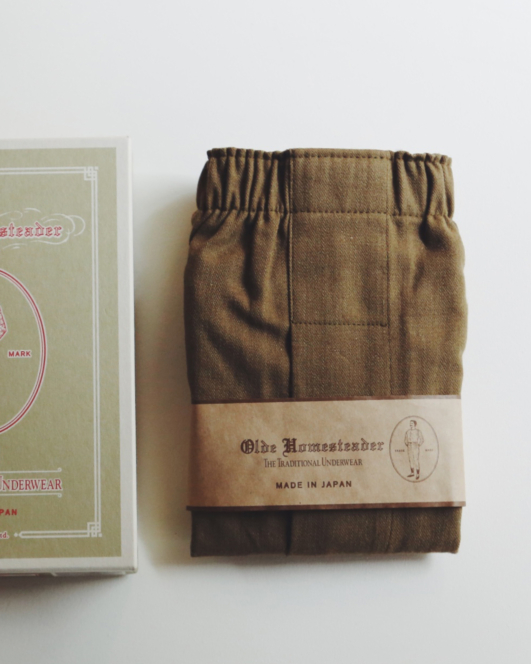 woven boxer linen herringbone O.D | Olde Homesteader
