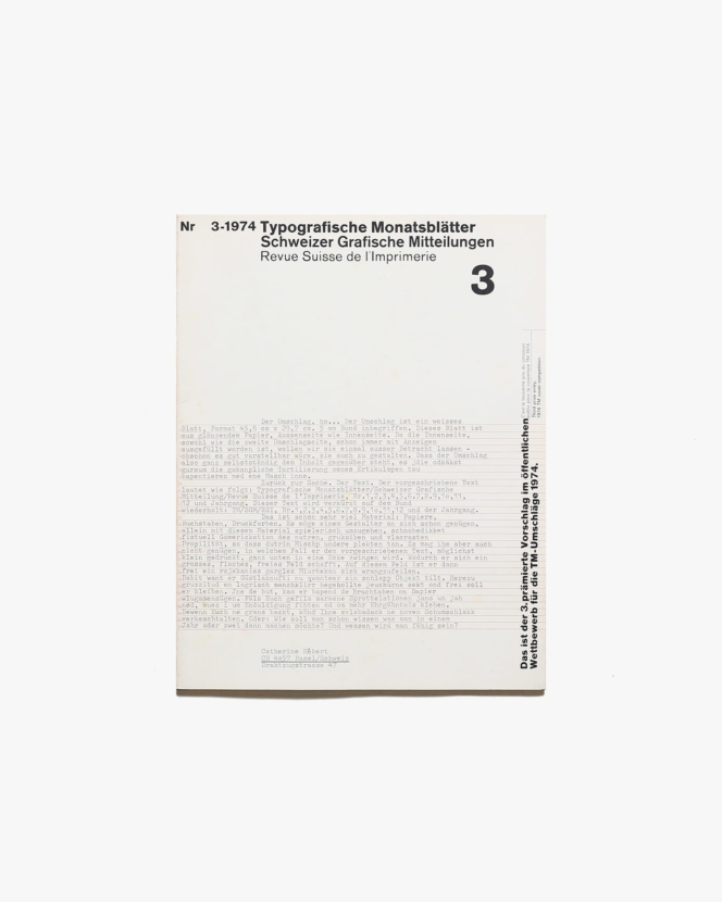 TM／Typografische Monatsblatter 1974, nr.3