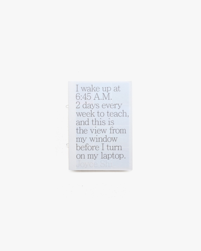 I wake up at 6:45 A.M. 2 days every week to teach, and this is the view from my window before I turn on my laptop.  | Joyce Shi